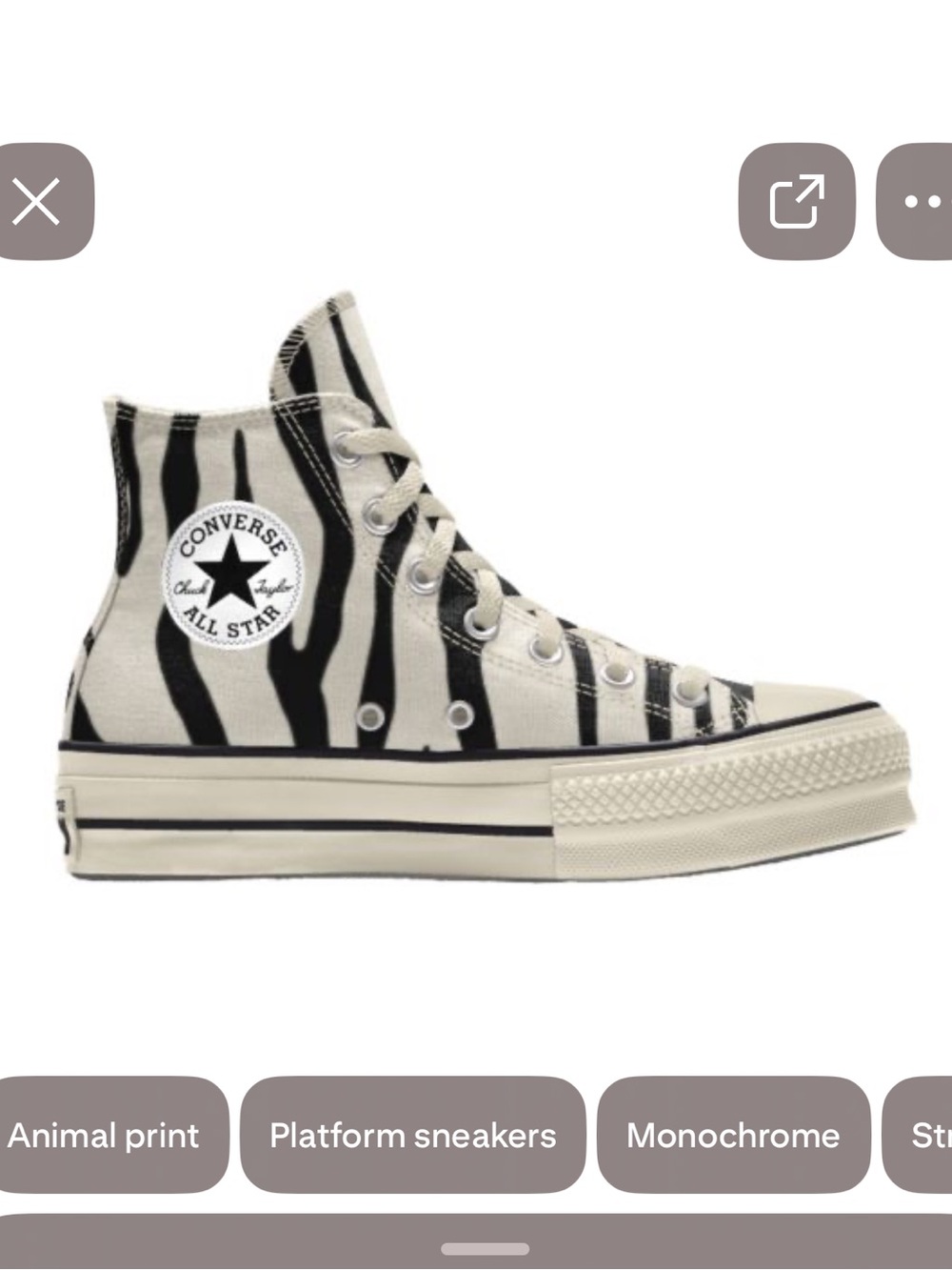 Converse Zebra-Print High Top Sneaker in Black and Cream